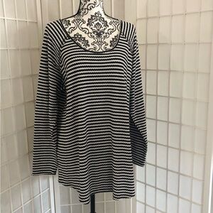 Torrid Black + White Stripes Long Sleeve Waffle Knit Raglan Top 3X